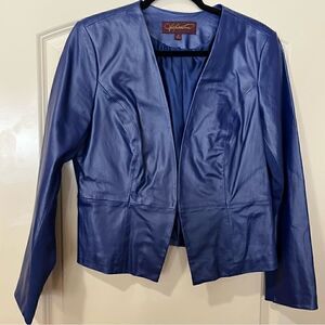 HAL RUBENSTEIN Annie Leather Ponte Jacket Blazer Purple Women’s Size Medium